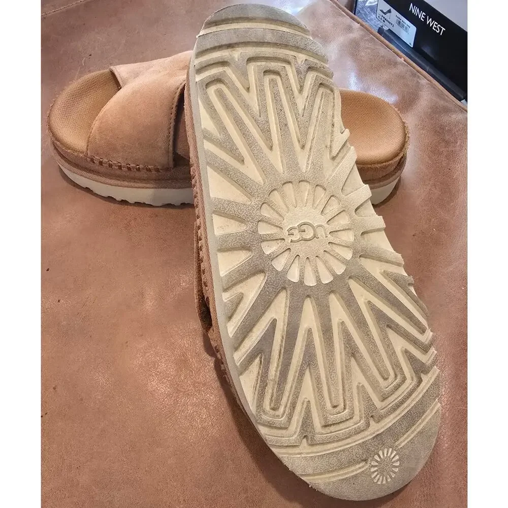 UGGs Goldenstar Crisscross Slide Platform Sandals EUC Size 6 - Picture 7 of 8